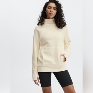 Fabletics Zaylee Funnel Neck Tunic Sweater Women's M Cream White Soft Pockets